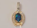 Gold Pendant with Diamonds & Black Opal